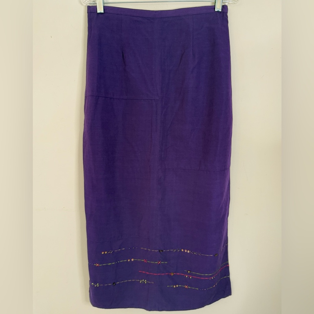 Koret vintage purple midi skirt sequins beads embroidery SZ M